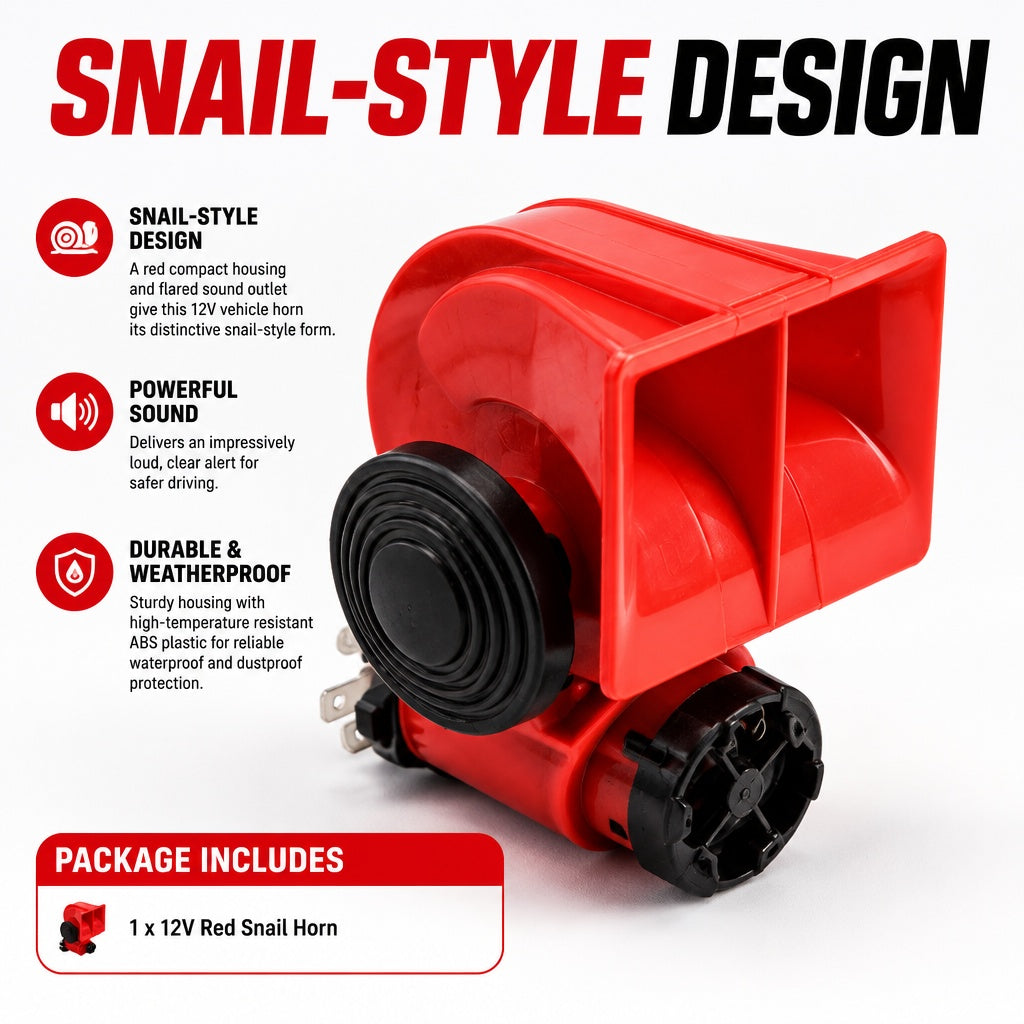 Universal 12V 150dB Snail Air Horn Loud Dual Sound Fits Auto Car Truck SUV Boat