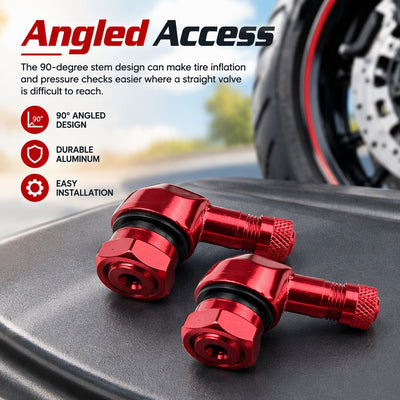 Portable 2x Motorcycle CNC Aluminum 8.3mm Tire Wheel Stem Valve 90 Degree Angled