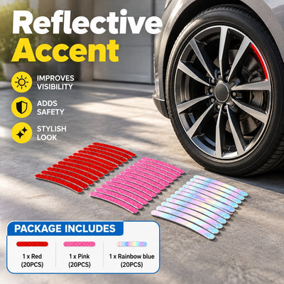 Stylish Safety Wheel Reflective Stickers fits Universal Car Bike Motorcycle Rims