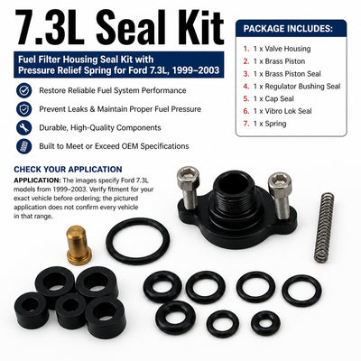 7.3L Powerstroke Fuel Filter Housing Seal Rebuild Kit with Pressure Relief Spring, Brass Piston and