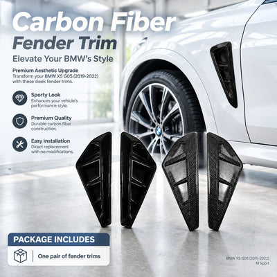 Fender Air Vent Trim Pair for BMW X5 G05 M Sport 2019–2022, Stick-On Exterior Side Fender Overlays,