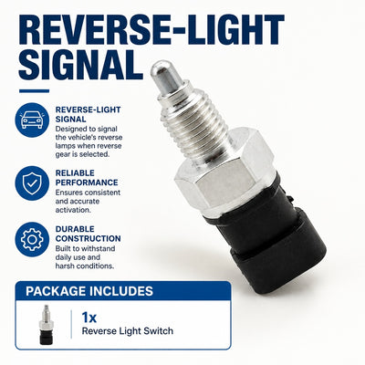 Automotive Reverse Light Switch with Threaded Metal Body and Electrical Connector, Replacement Backu