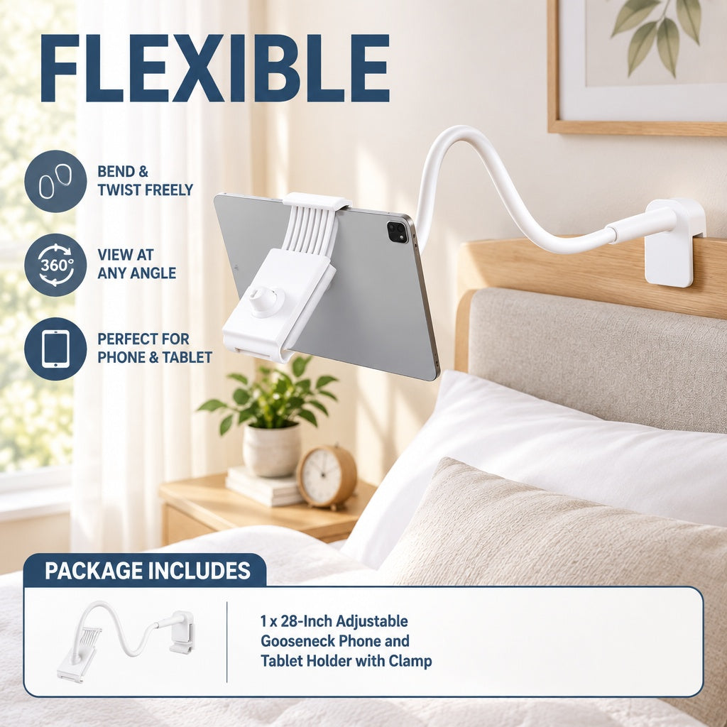 Robust Heavy-Duty 360° Adjustable Gooseneck Stand Hands-Free for All Smartphones