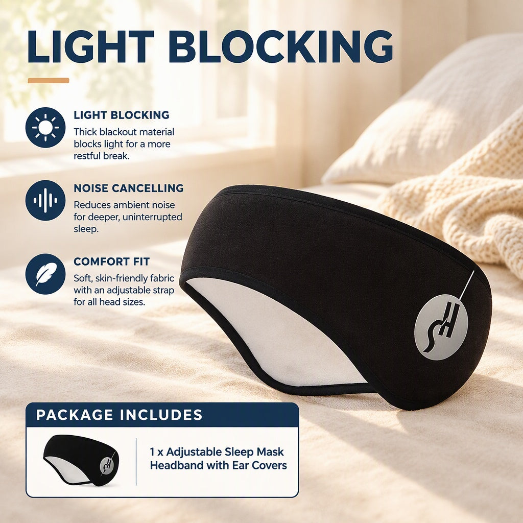 High Security Brand New Noise Canceling Sleep Mask with Ear Muffs fits Travelers