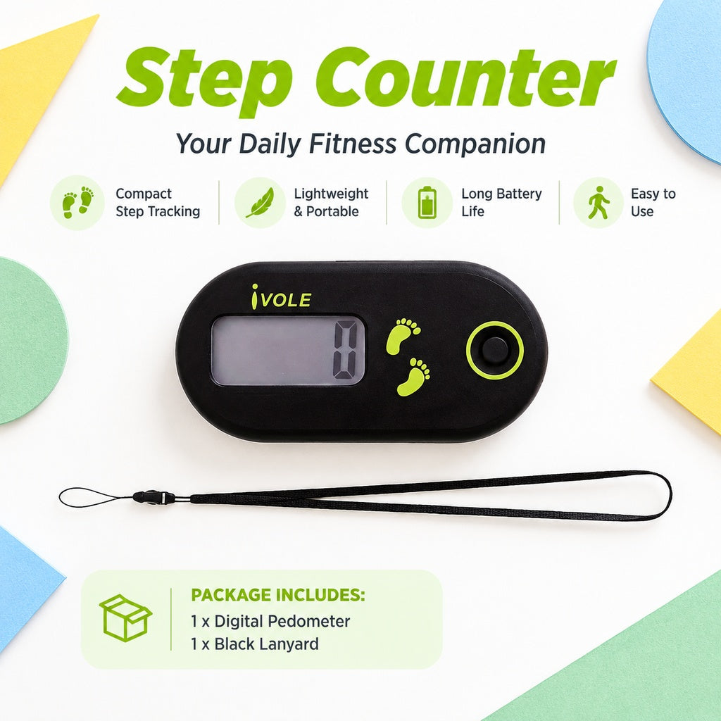 3D Digital Step Counter Pedometer with LCD, Clothing Clip and Lanyard, Walking and Jogging Tracker w