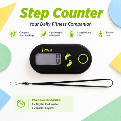 3D Digital Step Counter Pedometer with LCD, Clothing Clip and Lanyard, Walking and Jogging Tracker w