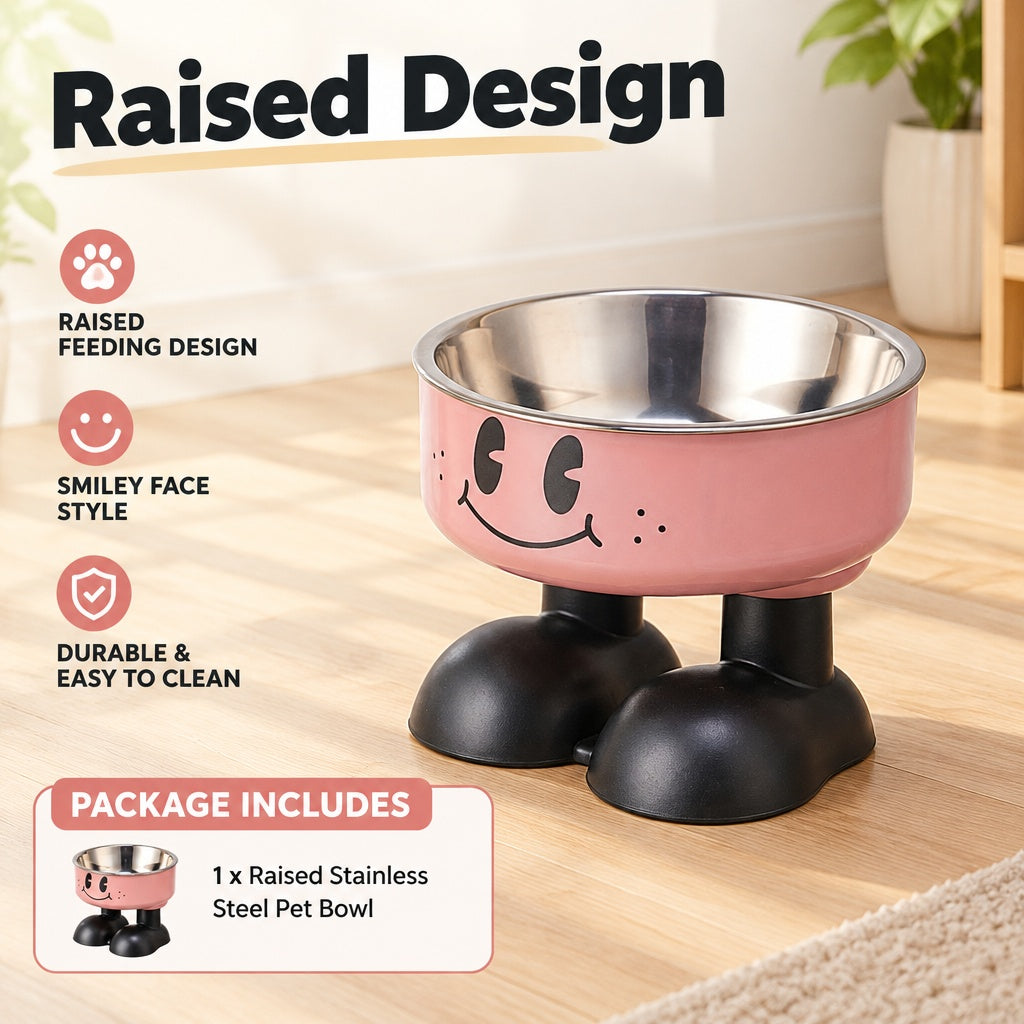 Anti-Slip Rust-Proof Food-Grade Stable Non-Spill Raised Stainless Steel Pet Bowl