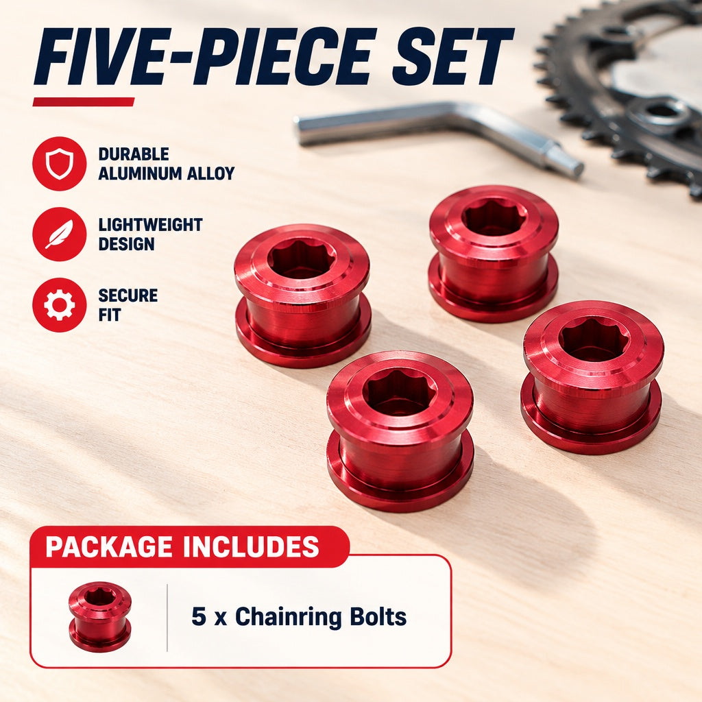 Pack of 5x Lightweight Bike Chainring Bolts Using Strong Aluminum Alloy Material