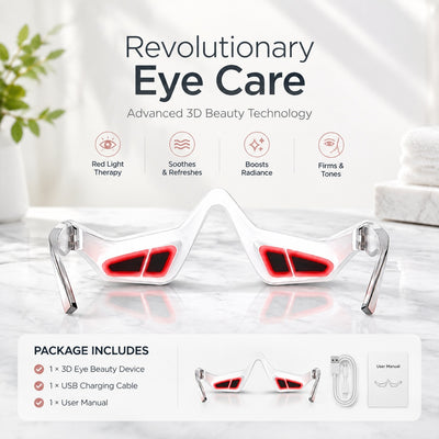 Wearable 3D Eye Massager with Red Light, Adjustable Massage Settings and USB Type-C Charging