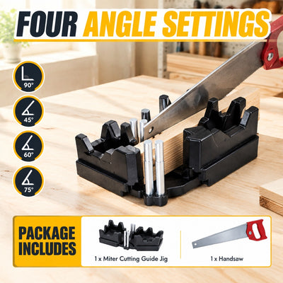 Adjustable Miter Cutting Guide Jig for Woodworking, 90° 45° 60° 75° Angle Cuts for Trim, Molding and