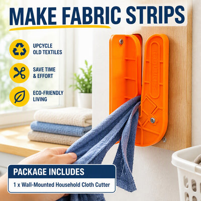 Wall-Mounted Fabric Strip Cutter for Old Sheets, T-Shirts, Towels and Textiles, Household Rag-Making