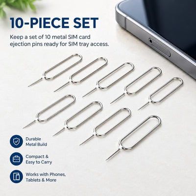Superior Quality 10pcs SIM Card Ejection Pin fits iPhone Samsung Android Phone