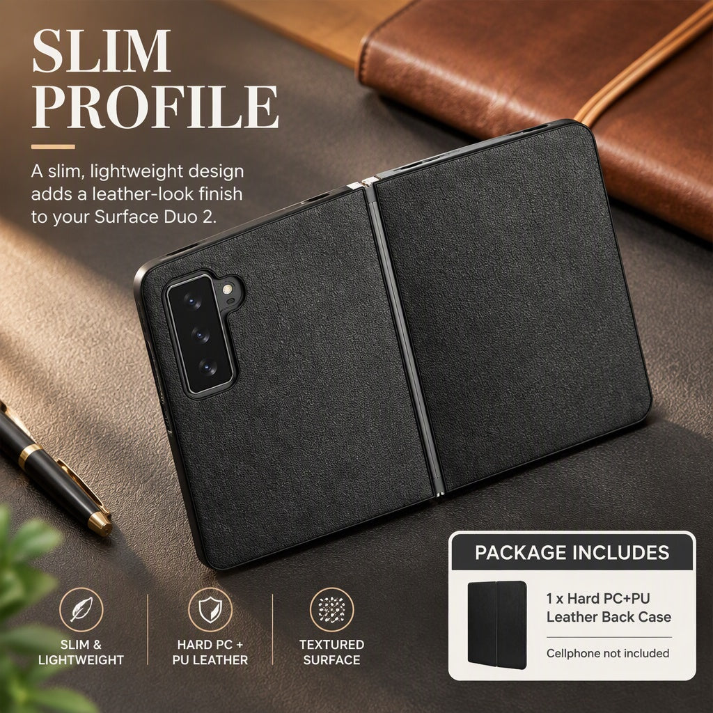 Natural Tactility Hard PC+PU Leather Back Case f Microsoft Surface Duo 2 5G 8.3"