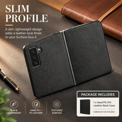 Natural Tactility Hard PC+PU Leather Back Case f Microsoft Surface Duo 2 5G 8.3"