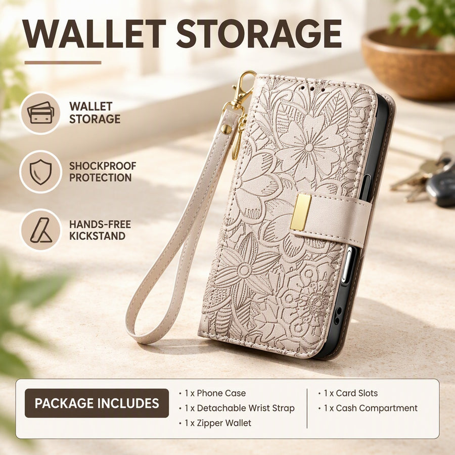 1x Lightweight Flip Phone Case with Zipper Wallet fits Apple iPhone 17/16 Series