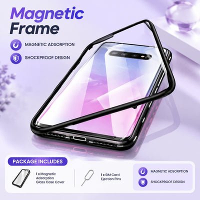 Shockproof Magnetic Adsorption Glass Case Cover for Samsung Galaxy S10+ SM-G975U