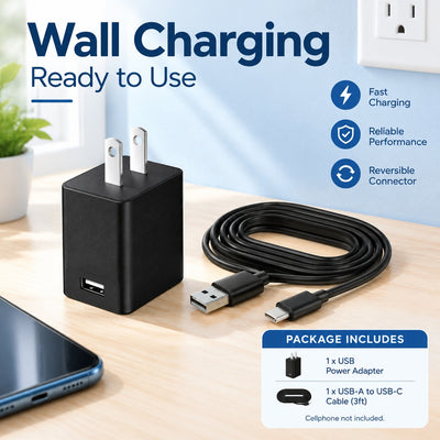 3in1 Wall & Car Charger Micro USB Cable 3ft for AT&T Cingular Flip IV U102AA USA