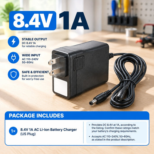 8.4V 1A AC Li-Ion Battery Charger for Fatshark HDO HD2 HD3 and Skyzone 02 03 04X Goggles, US Plug, B