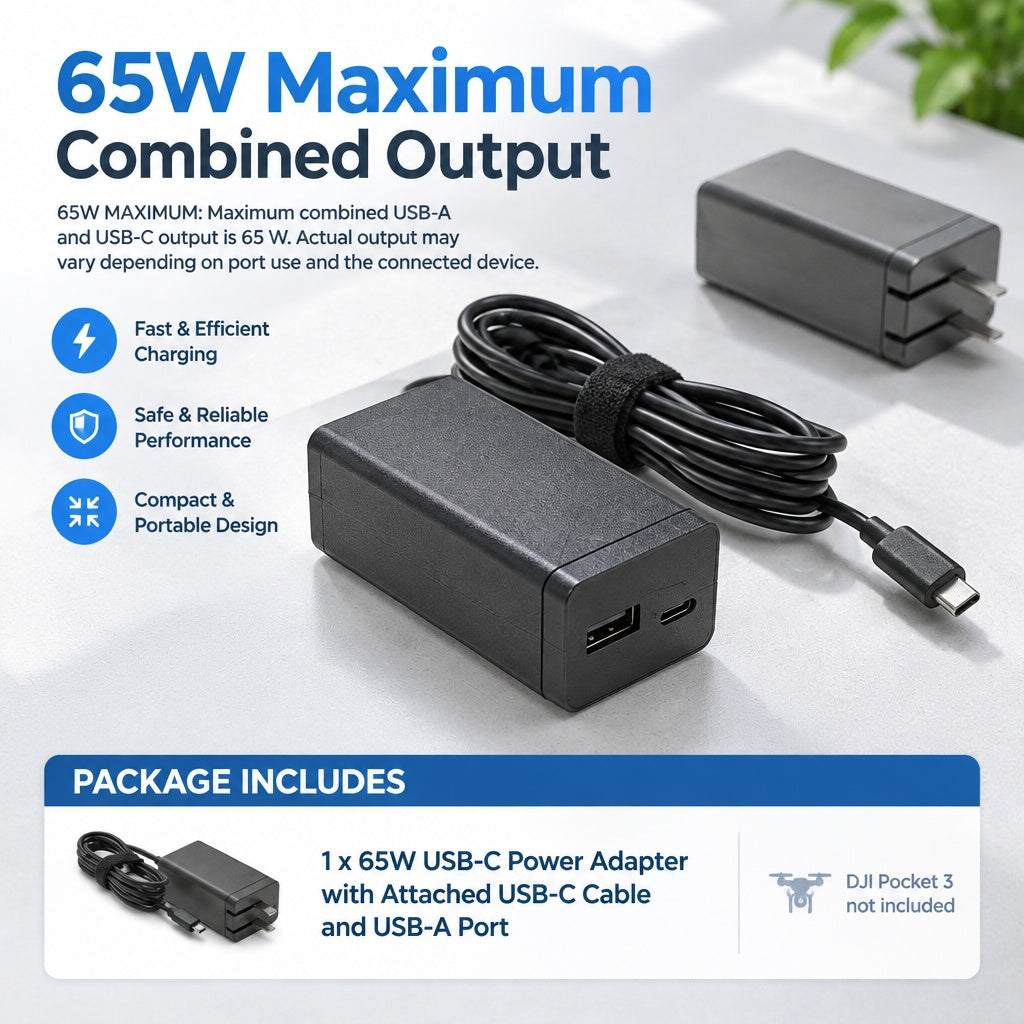 PD 65W Type C USB Power Adapter Charger for DJI Neo Avata Air Mavic Flip Goggles