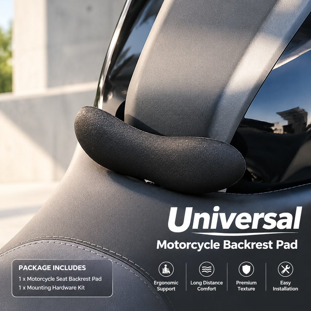 Universal Motorcycle Seat Support Cushion Pad with Adhesive Mounting Sheet, Black