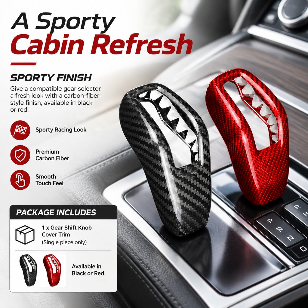 1Pcs Carbon Fiber Gear Shift Knob Cover Trim Compatible With Land Rover Vehicles