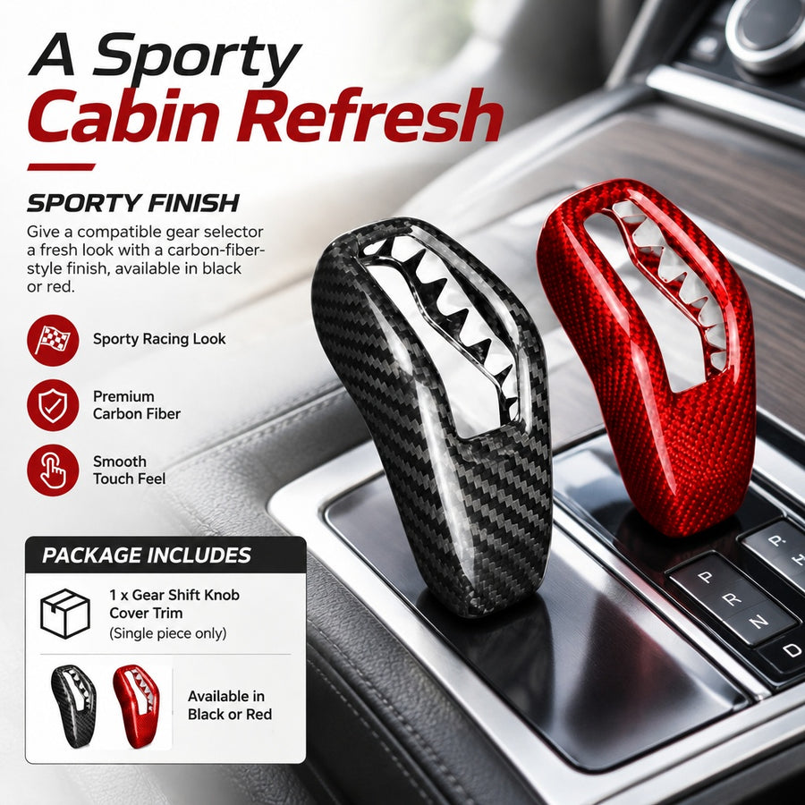 1Pcs Carbon Fiber Gear Shift Knob Cover Trim Compatible With Land Rover Vehicles