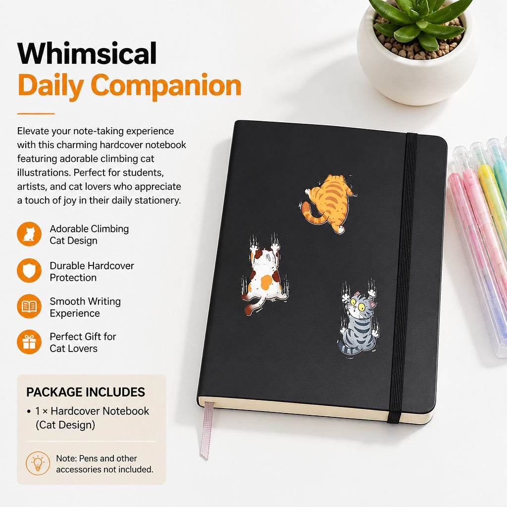 3-Piece Cartoon Cat Vinyl Sticker Set, Cute Decorative Decals for Laptops, Cars, Notebooks and Other