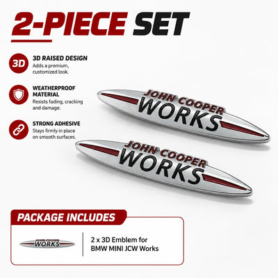 Precision-Made Reliable Economical Compact 2PCS 3D Emblem for BMW MINI JCW Works