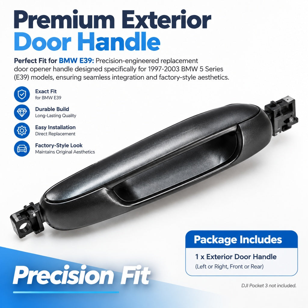 Exterior Door Handle Assembly Set for BMW 5 Series E39, 1997–2003, Front and Rear Left/Right Replace