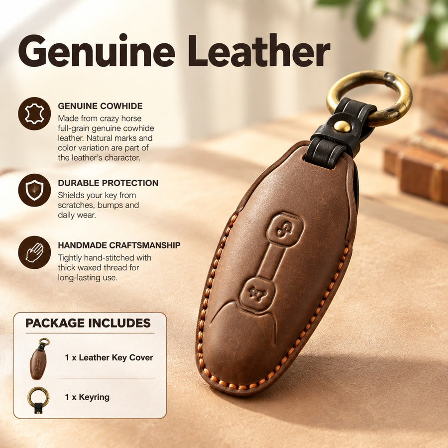 Portable Genuine Leather Key Cover Compatible with Vespa Scooter Key Protection