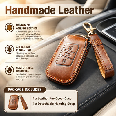 Handmade Genuine Leather Car Key Cover Case fits VW Tiguan Passat Golf Lavida
