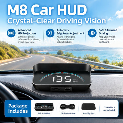 OBD2 Car HUD Head-Up Display, Digital Speedometer with RPM, Coolant Temperature and Voltage Monitori