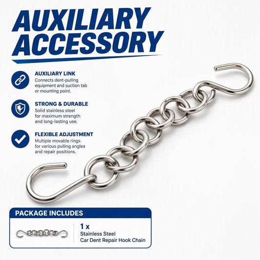 Stainless Steel Car Dent Pulling Hook Chain, Adjustable 22.5 cm Link Chain with Dual S-Hooks for Sli