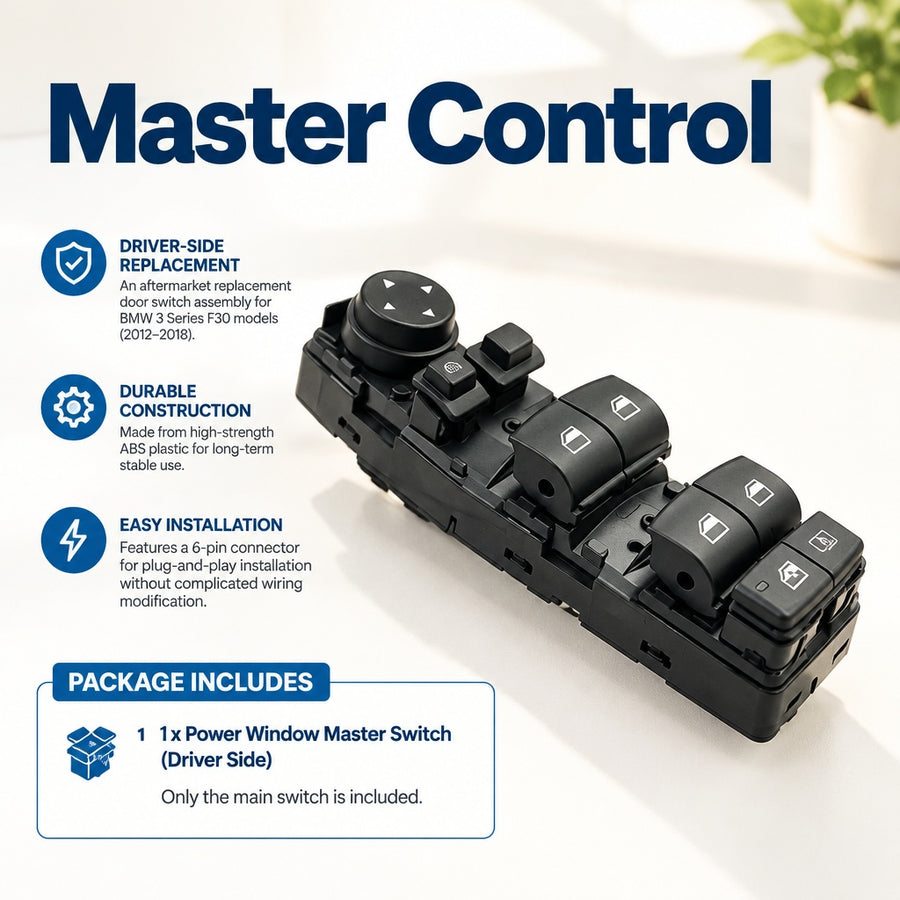 Power Window Master Switch fits BMW 3 Series F30 2012-2018 Driver Side Control