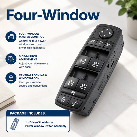 Driver-Side Master Power Window Switch Assembly for Mercedes-Benz W169 W245, 4-Window, Mirror, Lock 
