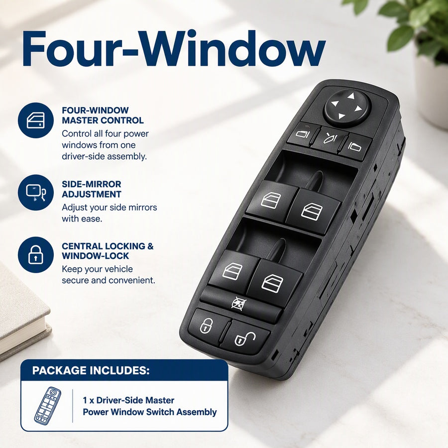 Driver-Side Master Power Window Switch Assembly for Mercedes-Benz W169 W245, 4-Window, Mirror, Lock 