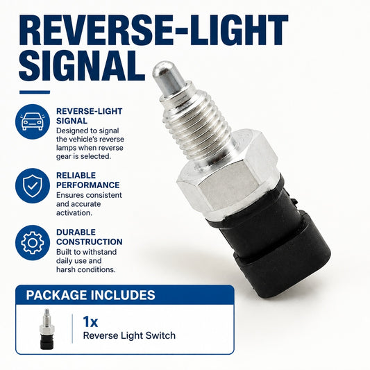 Automotive Reverse Light Switch with Threaded Metal Body and Electrical Connector, Replacement Backu