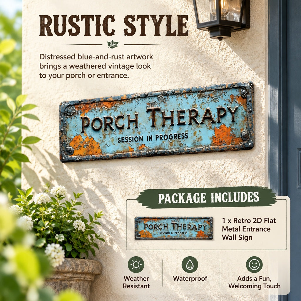 Rustic Vintage Metal Porch Plaque Sign Waterproof Wall Decor fits Porch Entrance