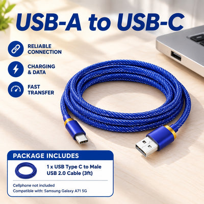 High Speed USB-C 3.1 Type-C Quick Charge Cable for Samsung Galaxy A71 5G phones