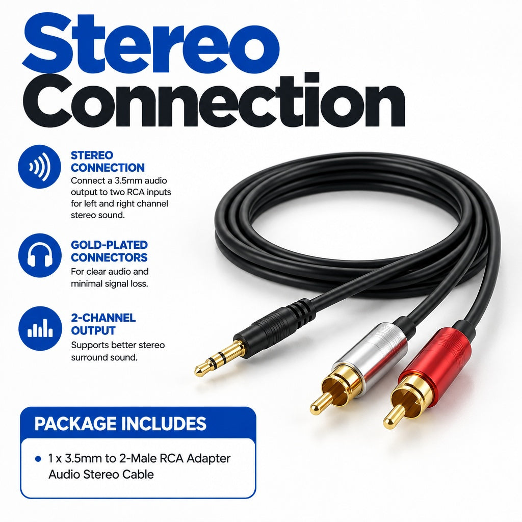 3.5mm (1/8-Inch) Stereo Male to 2 RCA Male Audio Y Cable, 3 ft