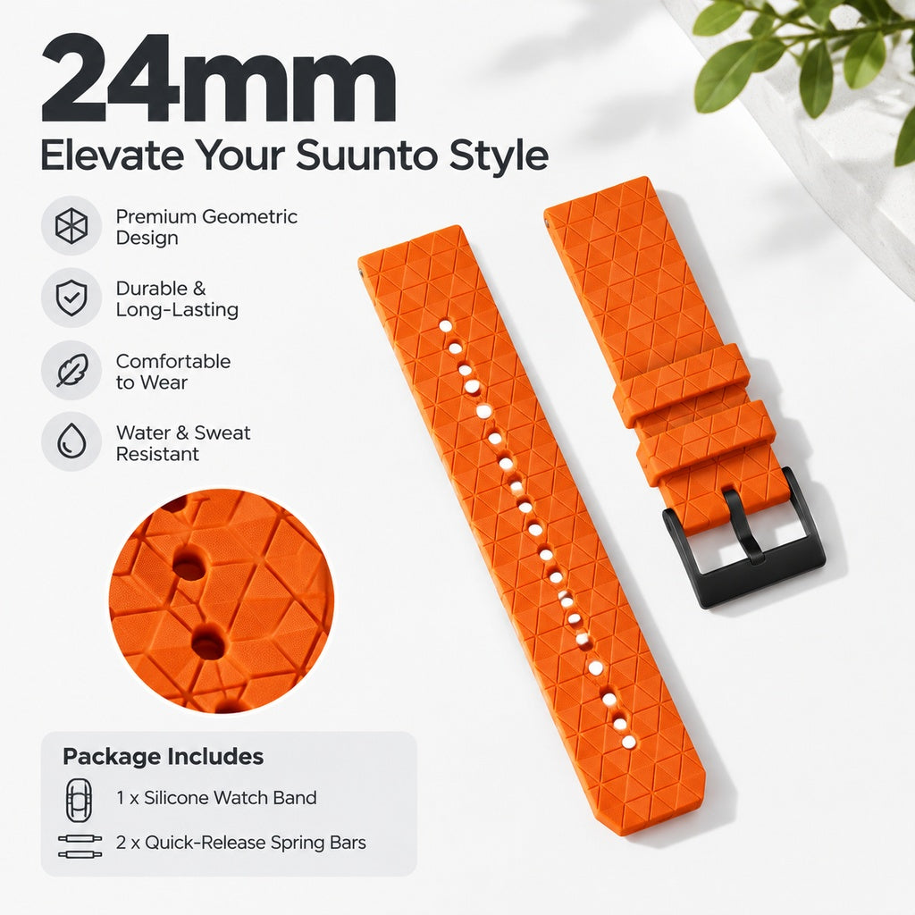 Silicone Replacement Watch Band Compatible with Suunto 7, 9 Baro and D5, Football Pattern Sport Stra
