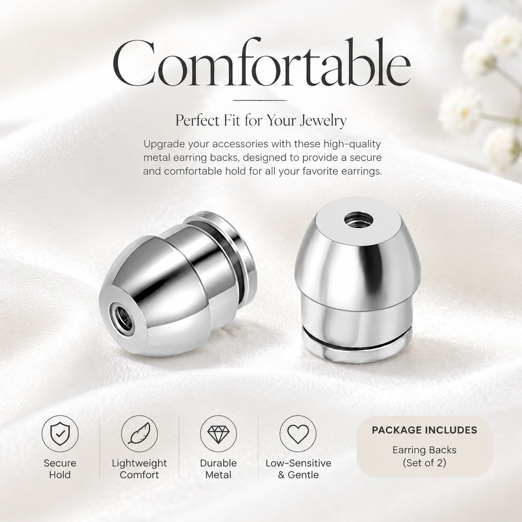 Locking Earring Backs for Stud Earrings, Secure Pull-Tab Earring Back Buckles for 0.6–0.8 mm Posts, 