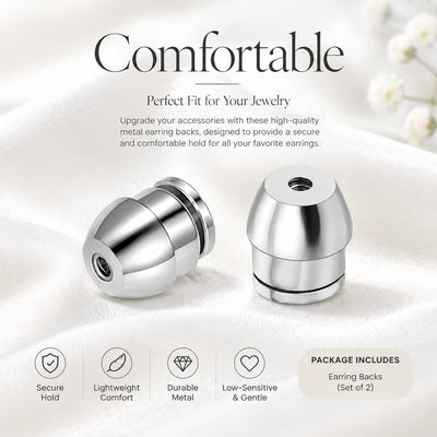 Locking Earring Backs for Stud Earrings, Secure Pull-Tab Earring Back Buckles for 0.6–0.8 mm Posts, 