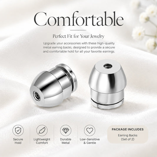 Locking Earring Backs for Stud Earrings, Secure Pull-Tab Earring Back Buckles for 0.6–0.8 mm Posts, 