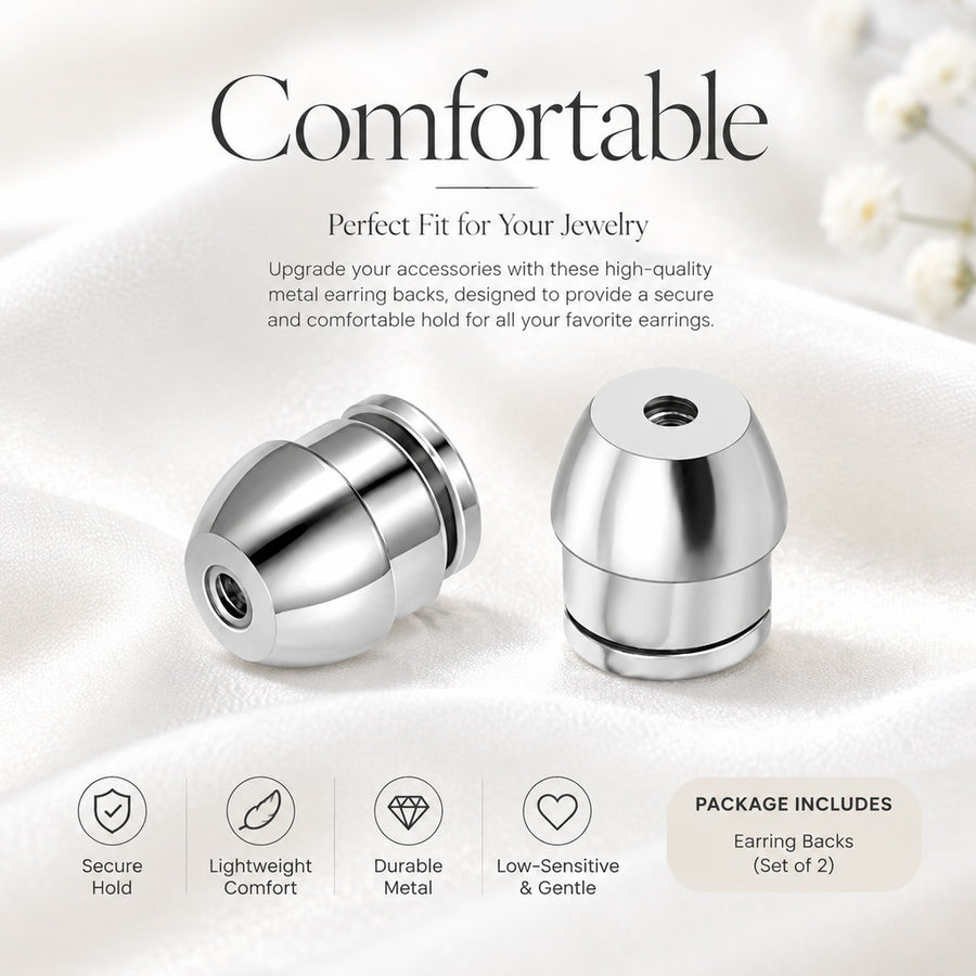 Locking Earring Backs for Stud Earrings, Secure Pull-Tab Earring Back Buckles for 0.6–0.8 mm Posts, 