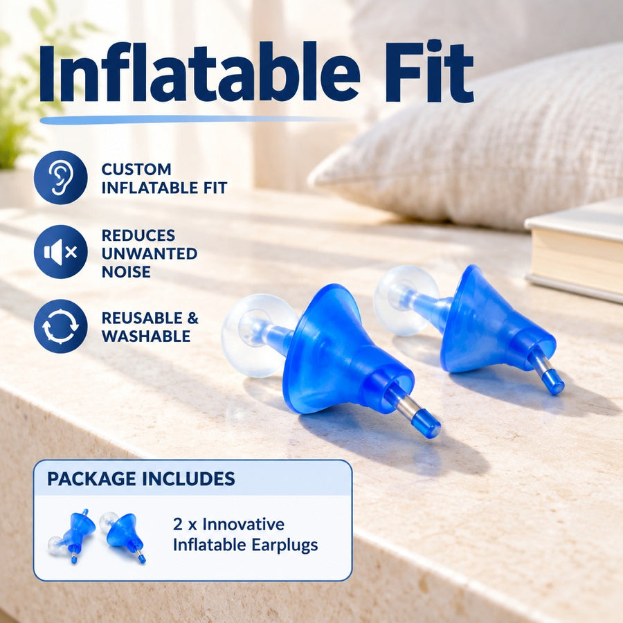 Space Saving User Friendly Stable Stylish Pair of Innovative Inflatable Earplugs