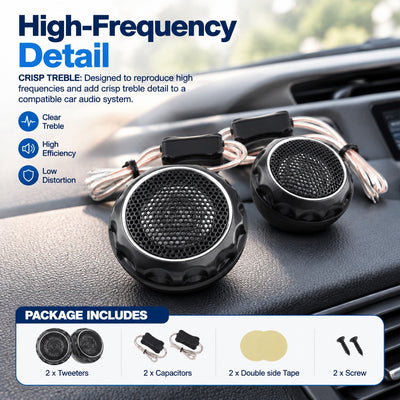 Durable Weather-Resistant Low-Distortion 2Pcs 140W High-Efficiency Dome Tweeters