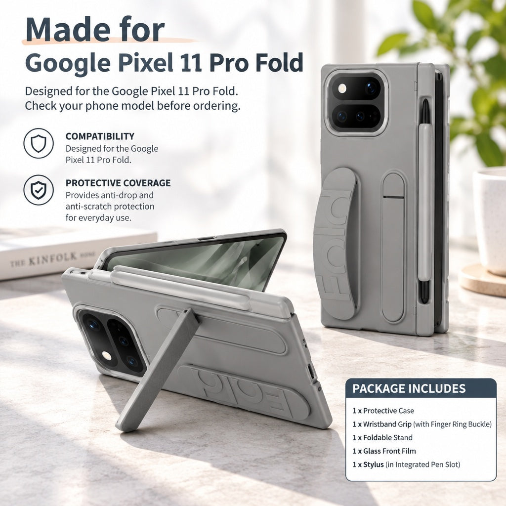 Durable Shock Absorption Hinge Pen Slot Case fits Google Pixel 11 Pro Fold Phone