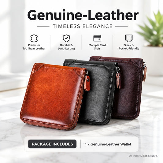 Men's Leather Zip-Around Bifold Wallet with RFID-Blocking Lining, 8 Card Slots, ID Window, Coin Pouc