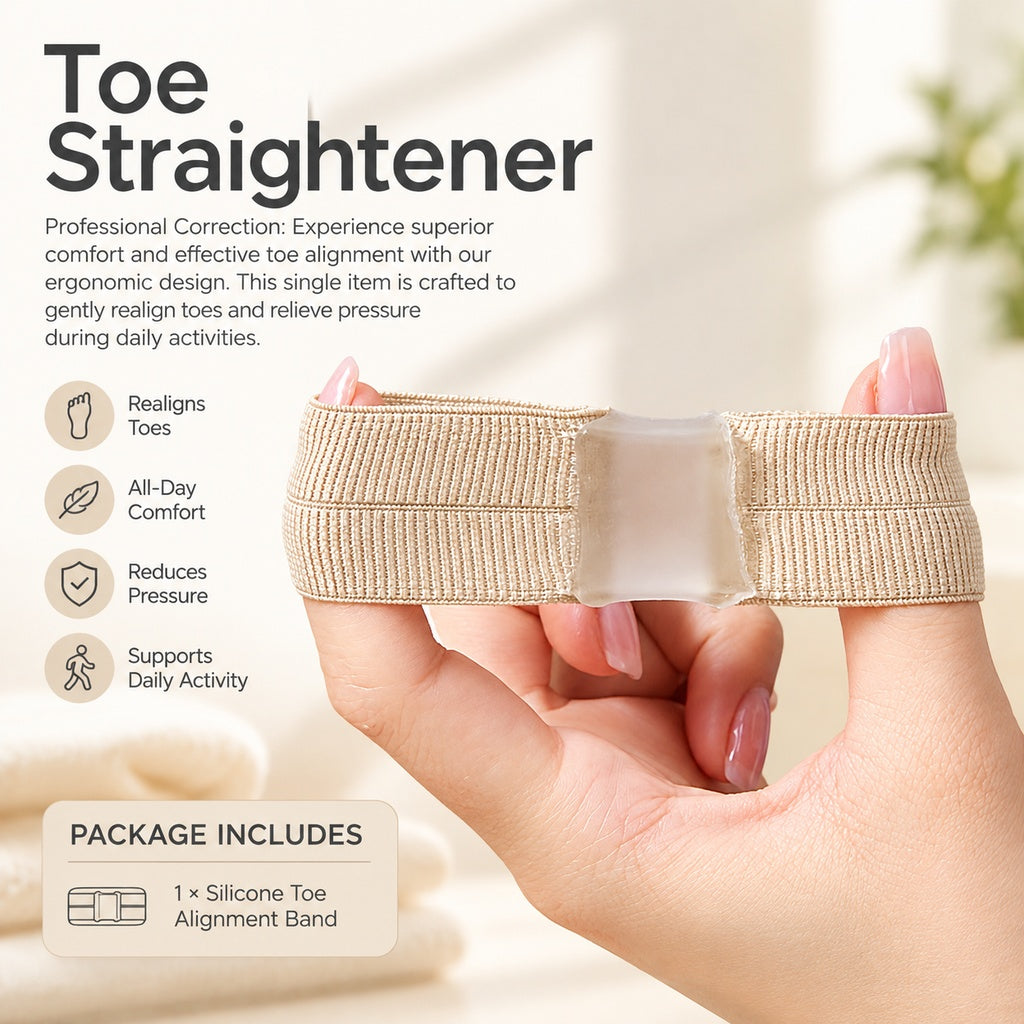 2-Pack Toe Separators with Silicone Center Spacer, Elastic Fabric Toe Straighteners for Toe Alignmen